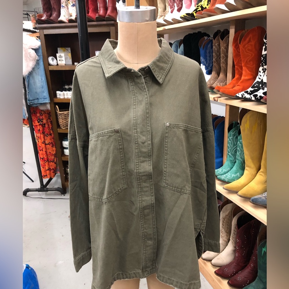 Allie Falcon Button Up Army Green Jacket. (LBB130)